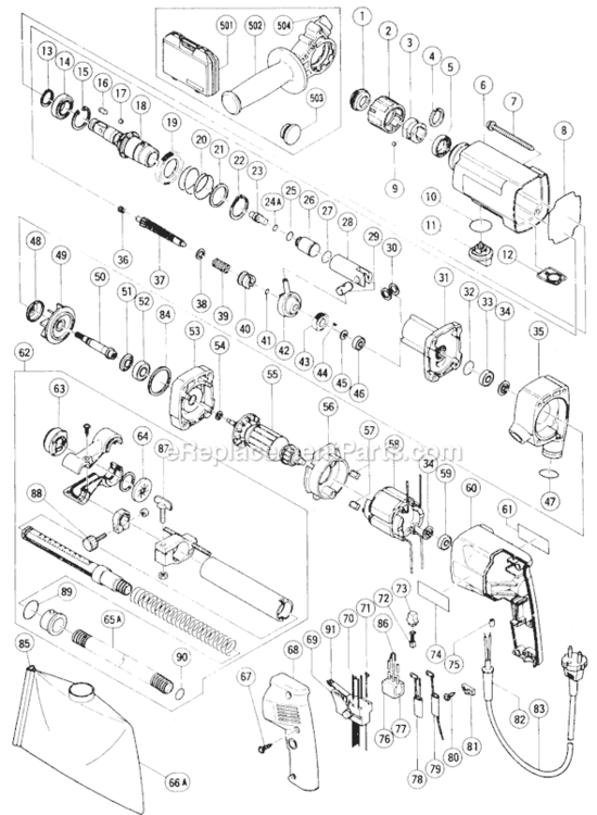 Page A Diagram and Parts List for DH22VD  Hitachi Hammer Drill