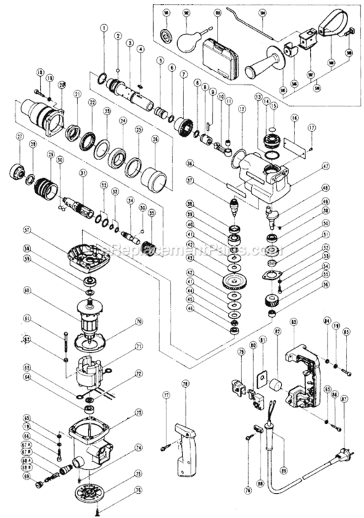 Page A Diagram and Parts List for DH22  Hitachi Demolition Hammer