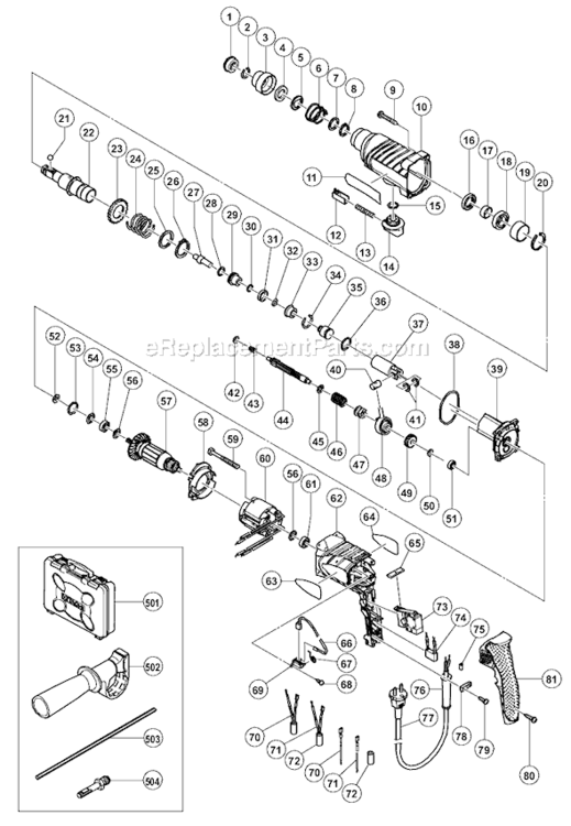 Page A Diagram and Parts List for DH24PB2  Hitachi Demolition Hammer