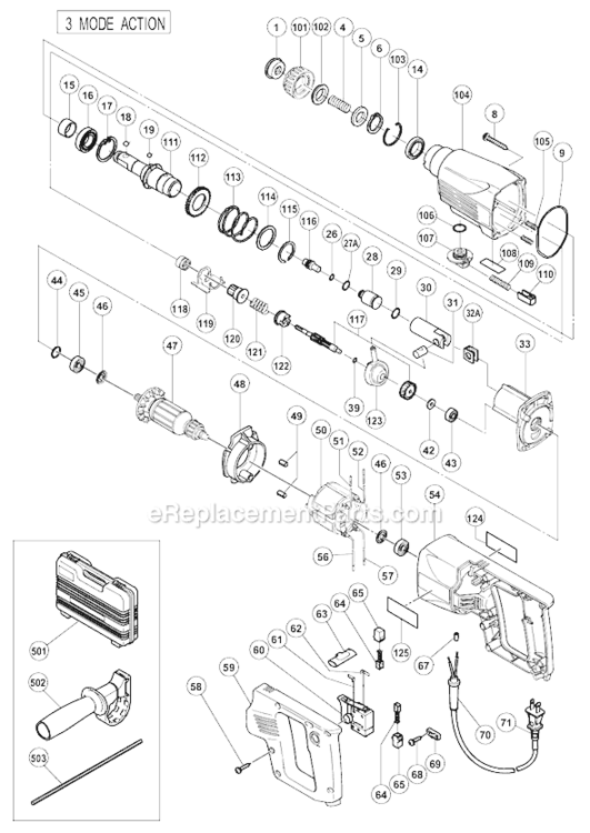 Page B Diagram and Parts List for DH24PE S Hitachi Demolition Hammer