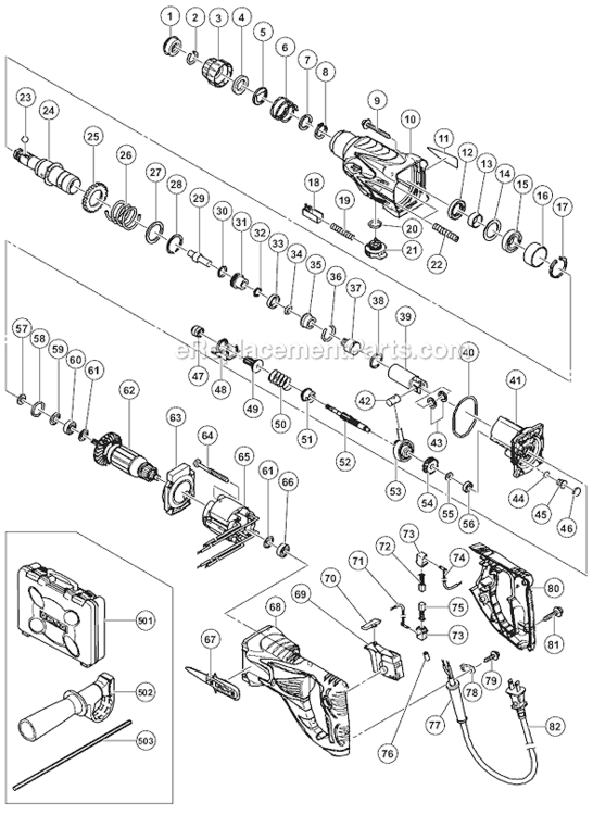 Page A Diagram and Parts List for DH24PF3  Hitachi Demolition Hammer