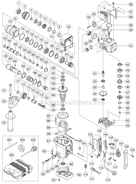 Page A Diagram and Parts List for DH30PB  Hitachi Demolition Hammer