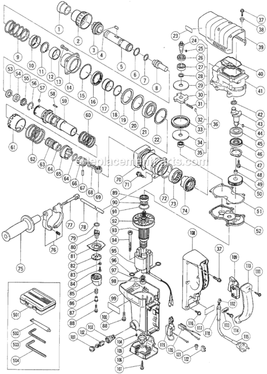 Page A Diagram and Parts List for DH40MA  Hitachi Demolition Hammer