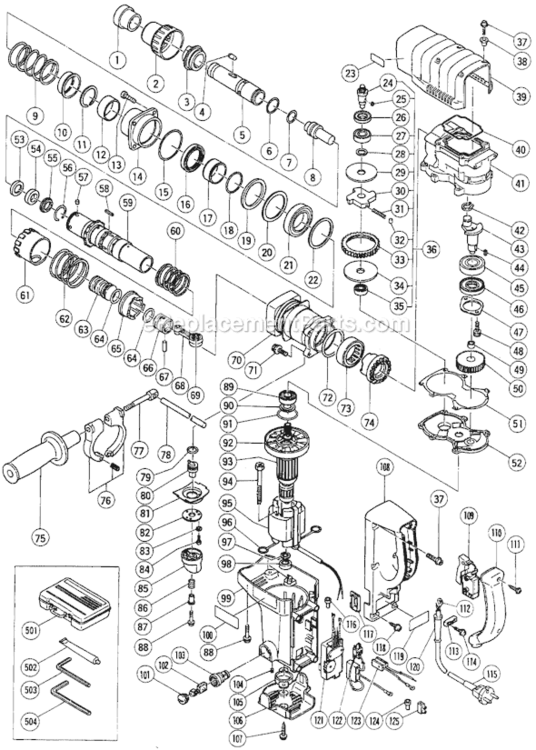 Page A Diagram and Parts List for DH40MB  Hitachi Demolition Hammer
