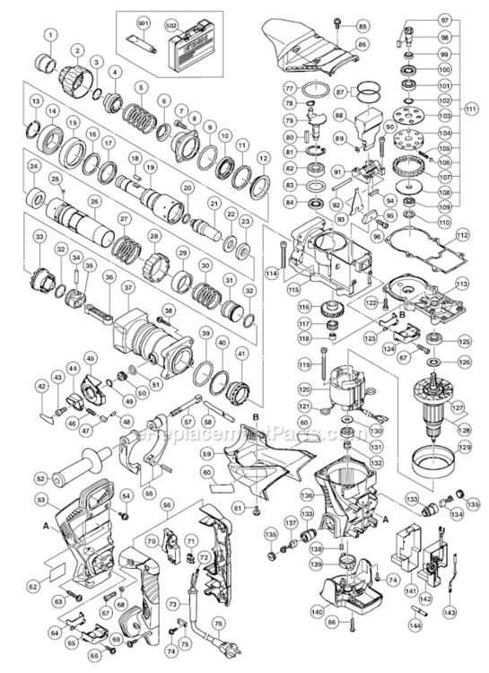 Page A Diagram and Parts List for DH50MRY  Hitachi Demolition Hammer