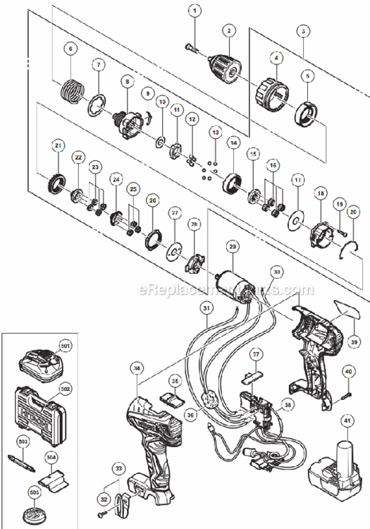 Page A Diagram and Parts List for DS10DFL2  Hitachi Cordless Drill