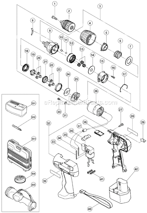 Page A Diagram and Parts List for DS12DVF2  Hitachi Cordless Drill