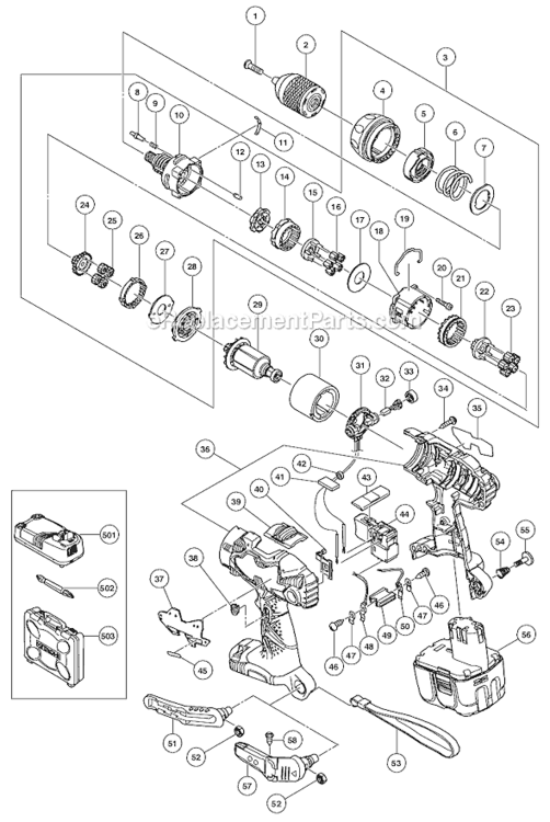 Page A Diagram and Parts List for DS14DL  Hitachi Cordless Drill