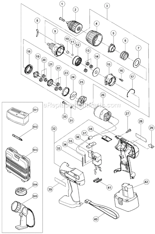 Page A Diagram and Parts List for DS14DVF2  Hitachi Cordless Drill