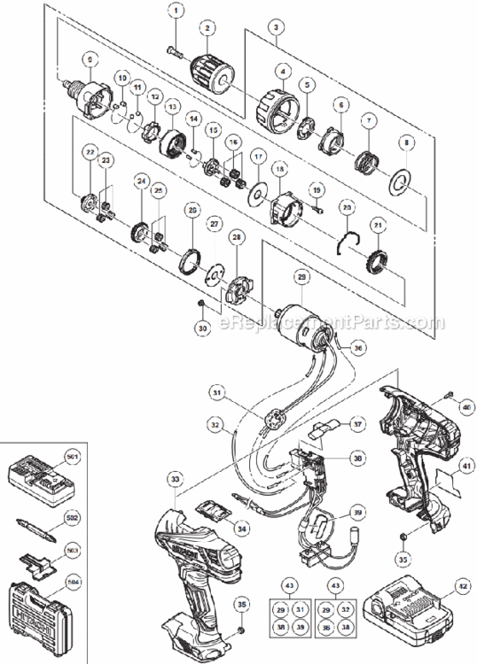 Page A Diagram and Parts List for DS18DGL  Hitachi Cordless Drill