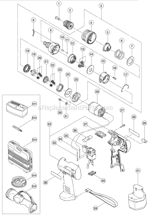 Page A Diagram and Parts List for DS9DVF  Hitachi Cordless Drill
