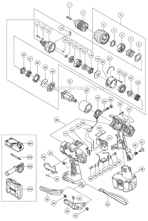 Page A Diagram and Parts List for DV14DL  Hitachi Hammer Drill