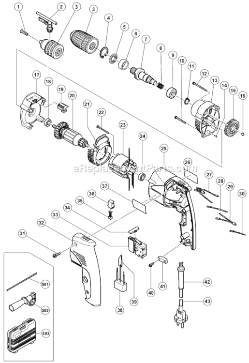 Page A Diagram and Parts List for DV16V1  Hitachi Hammer Drill