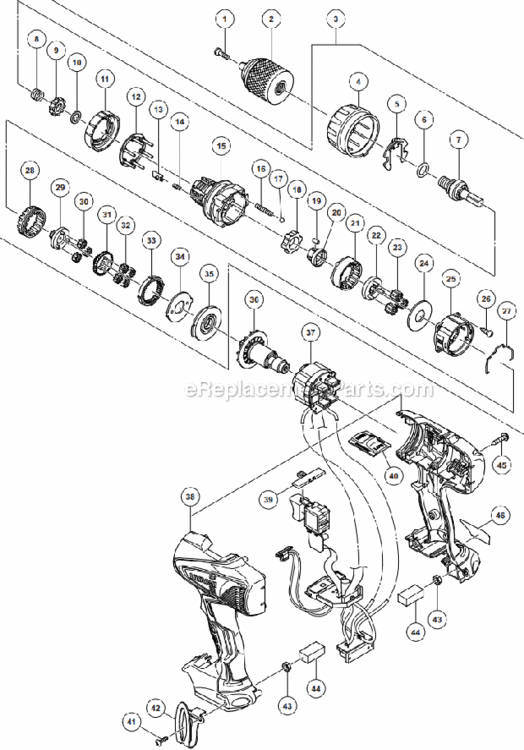 Page A Diagram and Parts List for DV18DBFL  Hitachi Impact Driver