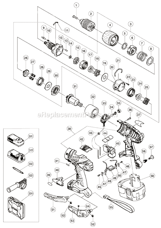 Page A Diagram and Parts List for DV18DMR  Hitachi Hammer Drill