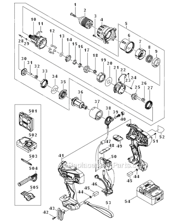 Page A Diagram and Parts List for DV18DSDL  Hitachi Impact Driver