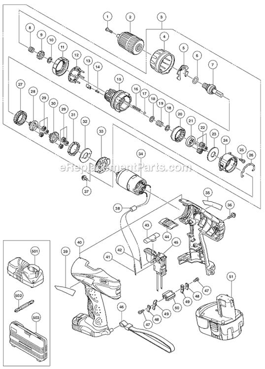 Page A Diagram and Parts List for DV18DVC  Hitachi Hammer Drill