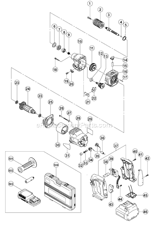 Page A Diagram and Parts List for DV24DV  Hitachi Hammer Drill