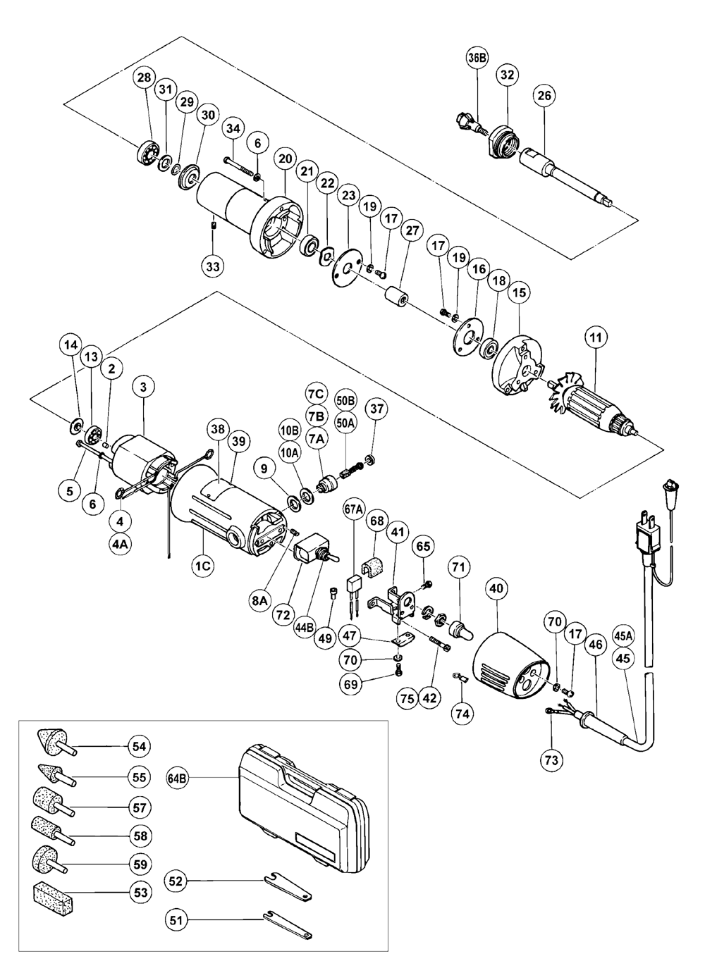 Page 1 Diagram and Parts List for LDU4  Hitachi Grinder