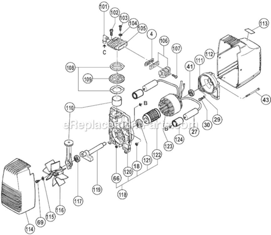 Page C Diagram and Parts List for EC10SB S Hitachi Compressor