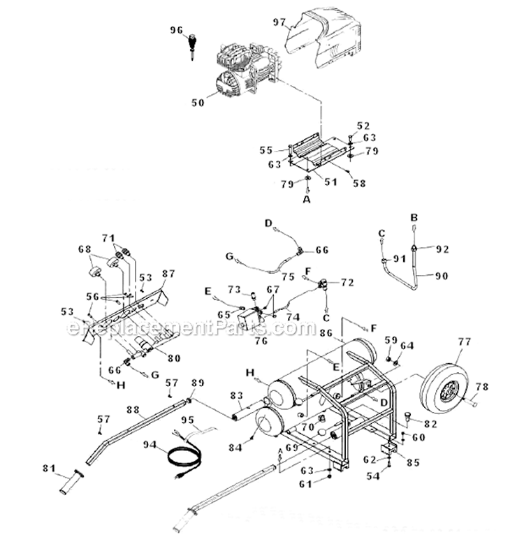 Page B Diagram and Parts List for EC1110  Hitachi Compressor