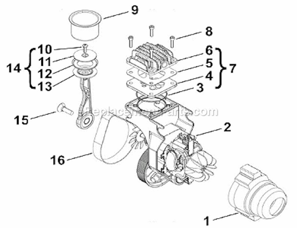 Page B Diagram and Parts List for EC510  Hitachi Compressor