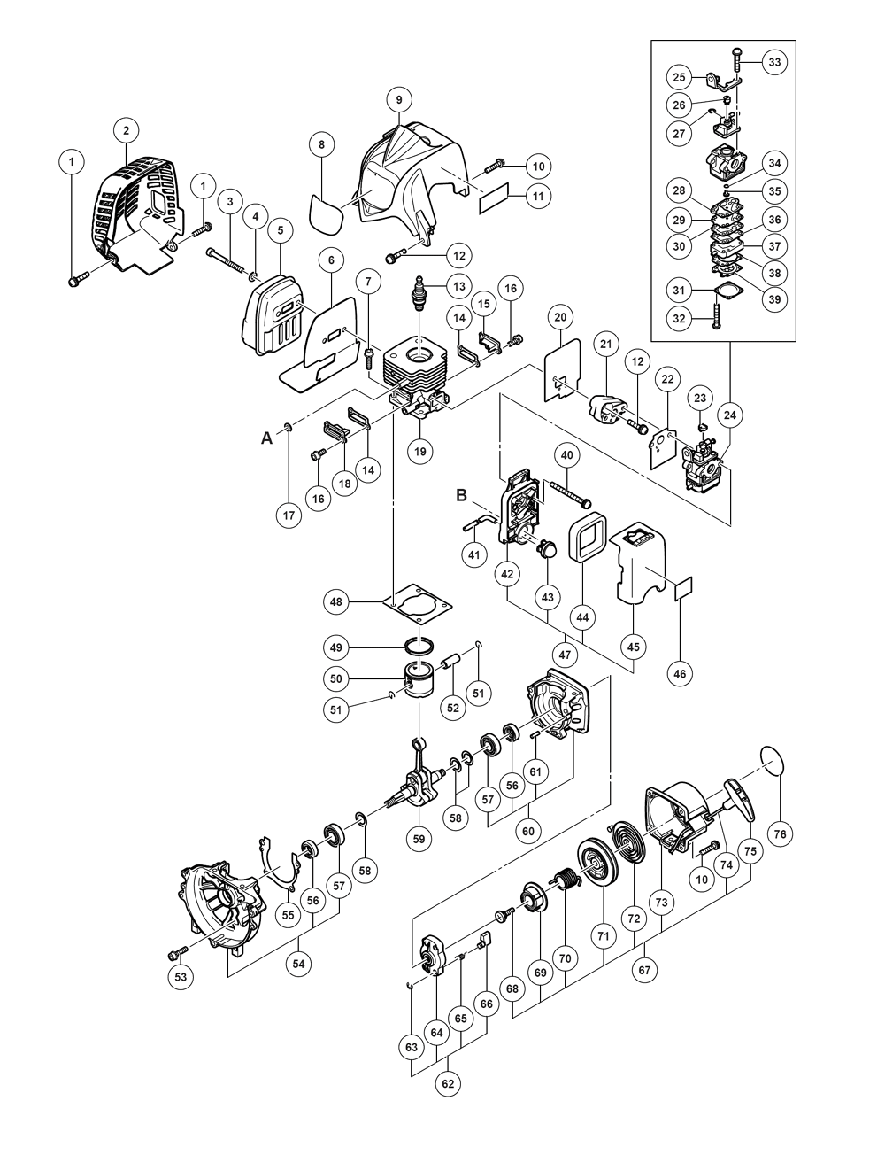 Page 2 Diagram and Parts List for CG27EASPSL  Hitachi Trimmer