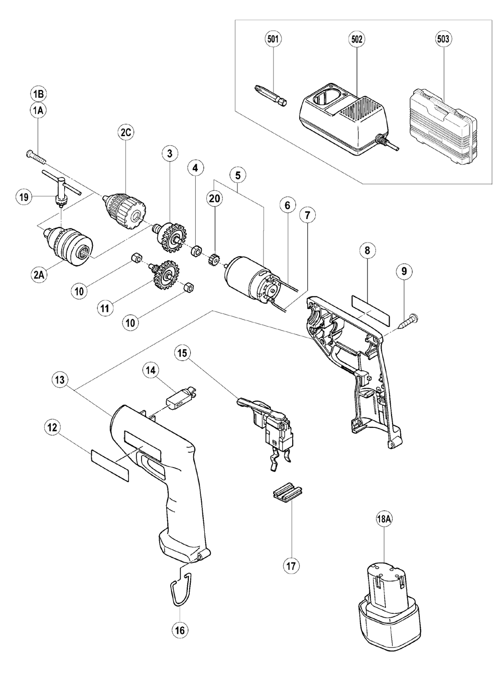Page 1 Diagram and Parts List for DN10DSA  Hitachi Drill Press