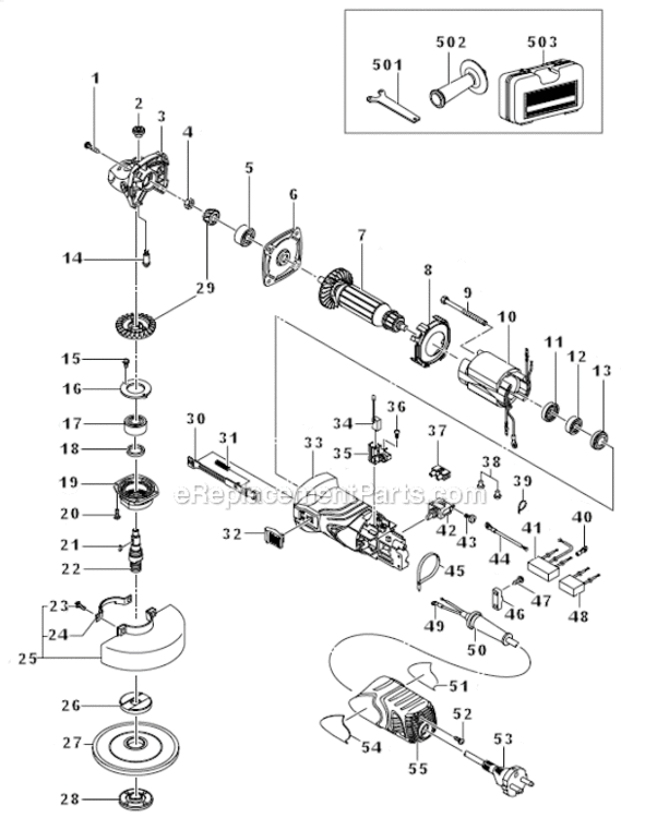 Page A Diagram and Parts List for G12SN  Hitachi Angle Grinder