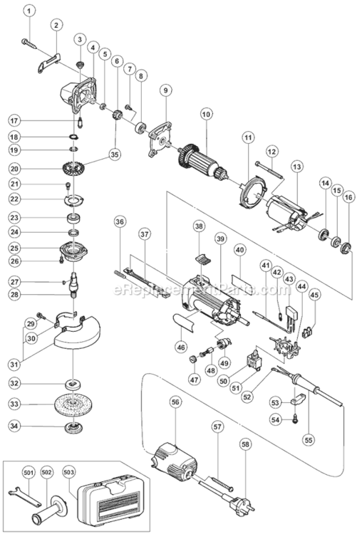 Page A Diagram and Parts List for G12SR2  Hitachi Angle Grinder