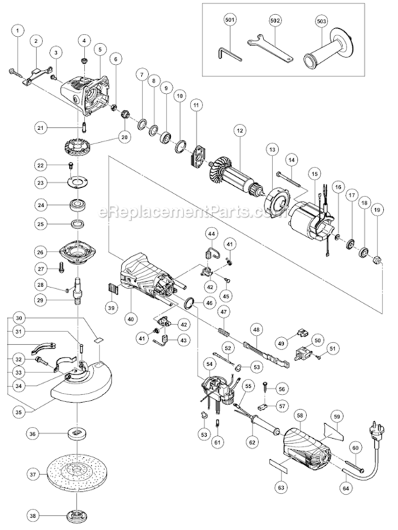 Page A Diagram and Parts List for G15VA  Hitachi Angle Grinder