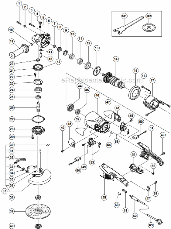Page A Diagram and Parts List for G18MR  Hitachi Angle Grinder