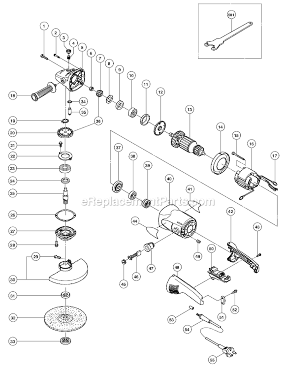 Page A Diagram and Parts List for G18SR  Hitachi Angle Grinder