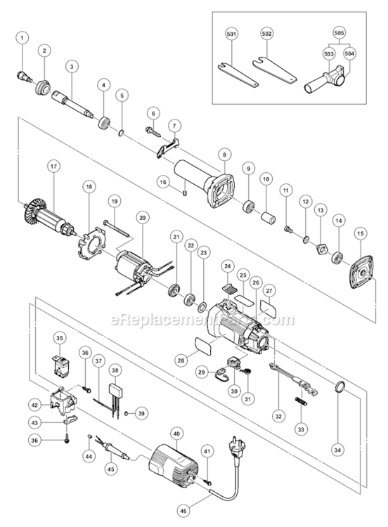 Page A Diagram and Parts List for GP2S2  Hitachi Die Grinder