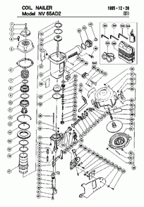 Page 1 Diagram and Parts List for NV65AD2  Hitachi Nailer
