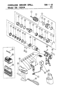 Page 1 Diagram and Parts List for DS12DVA  Hitachi Drill Press