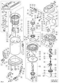 Page 1 Diagram and Parts List for RP35YE  Hitachi Utility Vacuum