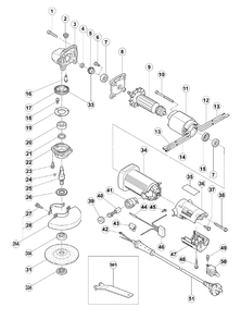 Page 1 Diagram and Parts List for G10SF3  Hitachi Grinder