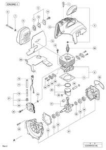 Page 1 Diagram and Parts List for CG24EKD  Hitachi Trimmer