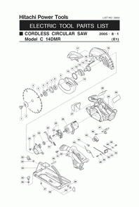 Page 1 Diagram and Parts List for C14DMR  Hitachi Saw