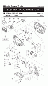 Page 1 Diagram and Parts List for CJ18DLP4  Hitachi Saw