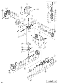 Page 1 Diagram and Parts List for CG24EAS  Hitachi Trimmer
