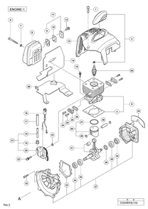 Page 1 Diagram and Parts List for CG24EKS  Hitachi Trimmer