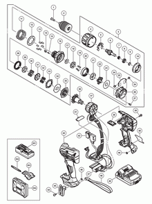 Page 1 Diagram and Parts List for DV18DBFL2S  Hitachi Drill Press