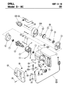 Page 1 Diagram and Parts List for D6C  Hitachi Drill Press