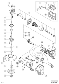 Page 1 Diagram and Parts List for G18DMR  Hitachi Grinder