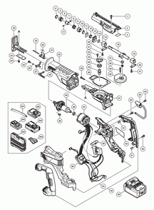 Page 1 Diagram and Parts List for CR18DBL  Hitachi Saw