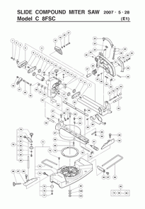 Page 1 Diagram and Parts List for C8FSC  Hitachi Saw