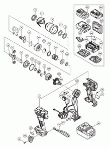 Page 1 Diagram and Parts List for WR18DBDL2  Hitachi Wrench