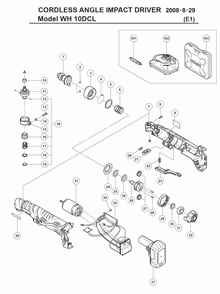 Page 1 Diagram and Parts List for WH10DCLP4  Hitachi Wrench